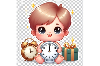 Cute New Year Baby Cartoon