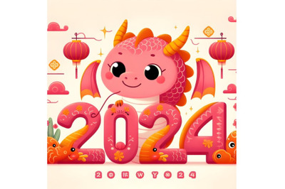 Cute year of the dragon 2024