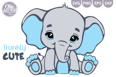 Baby Boy Elephant Blue Ears and Tummy Cutting SVG, DXF, EPS  Vector