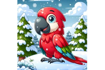 Cartoon Red macaw