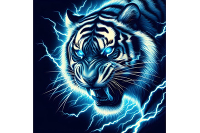 Vicious tiger with lightning effect