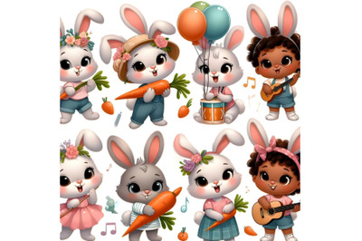 Cute cartoon rabbits