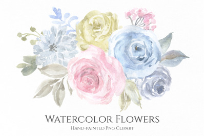 Watercolor Light Flowers Roses