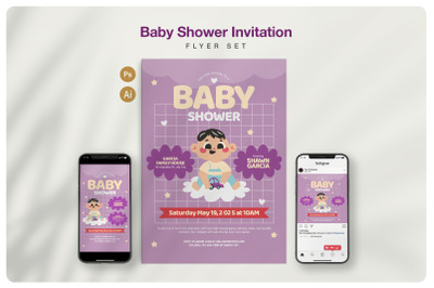 Baby Shower Invitation Flyer Set