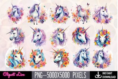 unicorn watercolor bundle