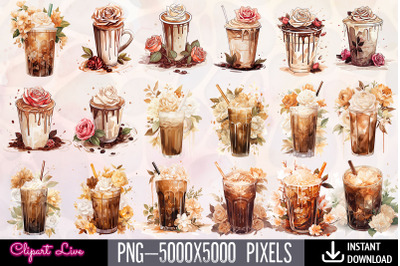 winter cold coffee drinks Clipart Bundle