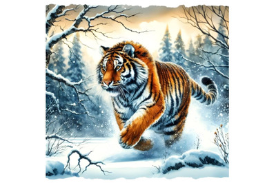 Tiger in wild winter nature