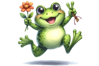 Happy Frog cartoon jumping