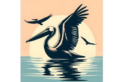 Pelican silhouette vector