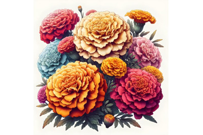 Colorful Tagetes erecta