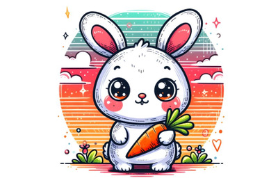 Cute cartoon rabbit drawing