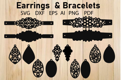 Earrings Bracelets Pattern SVG Cut File Jewelry Template