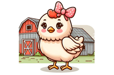 Cute hen cartoon drawing