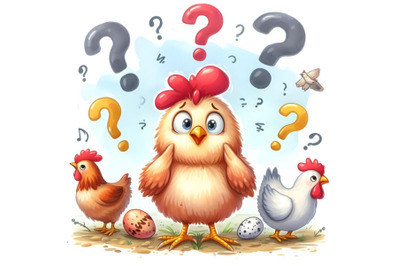 Confused hen cartoon