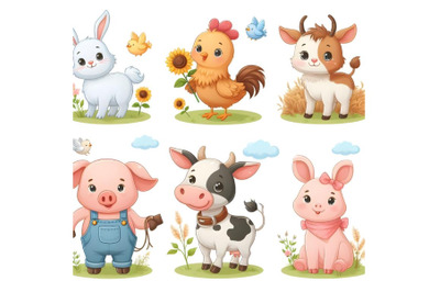 cute cartoon farm animals