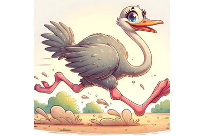 Cartoon ostrich running