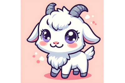 Cute white goat cartoon