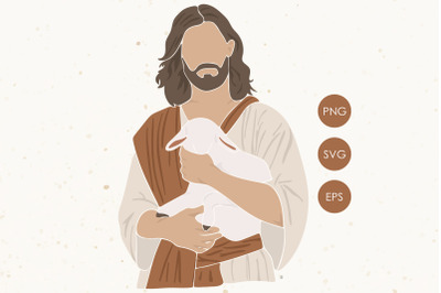 Jesus with a lamb in arms Png