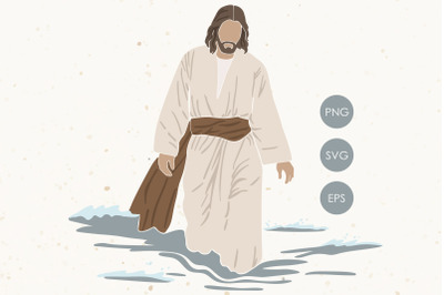 Jesus walks on water PNG
