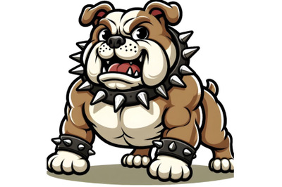 a bulldog wearing a spiked collar