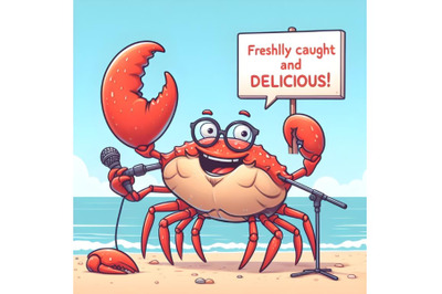 a crab presenting with his claw