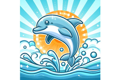 happy dolphin cartoon