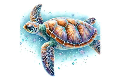 The clip-art of the swimming sea turtle