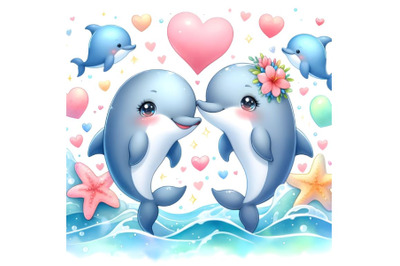 cute dolphin couple