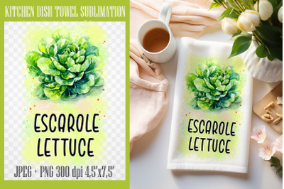Escarole Lettuce PNG| Kitchen Dish Towel Sublimation