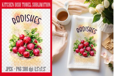 Radishes 2 PNG| Kitchen Dish Towel Sublimation