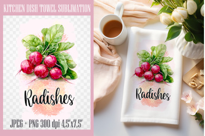Radishes PNG| Kitchen Dish Towel Sublimation