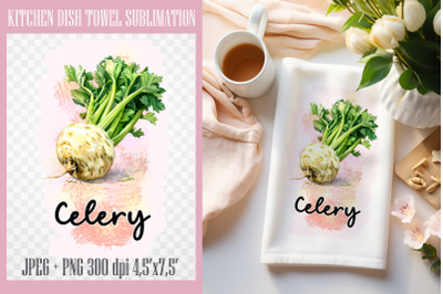 Celery PNG| Kitchen Dish Towel Sublimation