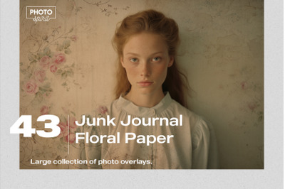 43 Junk Journal Floral Paper Effect Photo Overlays