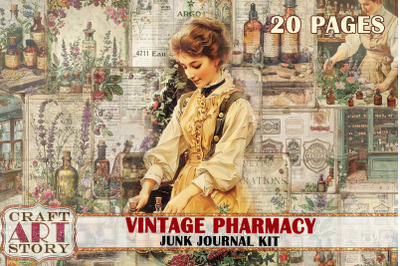 Vintage pharmacy Junk Journal Pages&2C; apothecary printables