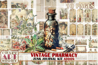 Vintage pharmacy Junk Journal Pages ADDON&2C; apothecary