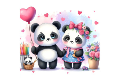 cute panda couple