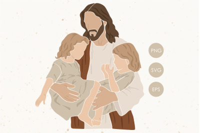 Jesus and children PNG