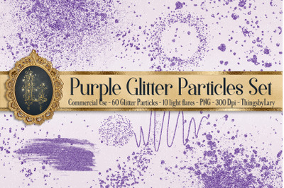 70 Purple Glitter Particles Set PNG Overlay Images