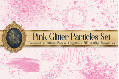 70 Pink Glitter Particles Set PNG Overlay Images