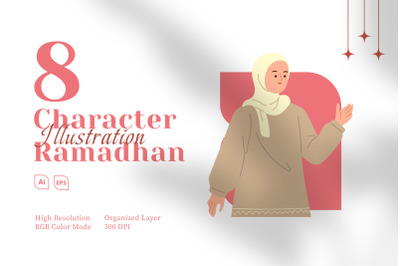 Flat Ramadan Character - Illustration