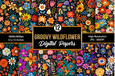 Groovy Wildflowers Digital Papers