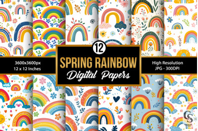 Spring Rainbow Seamless Patterns