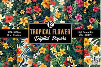 Tropical Wildflowers Seamless Pattern