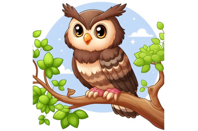 owl sitting on tree branch