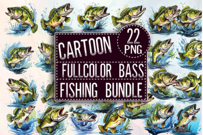 cartoon full color Bass Fishing Bundle