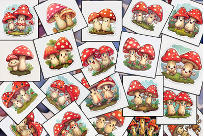 Cartoon Funny Mushrooms Stickers