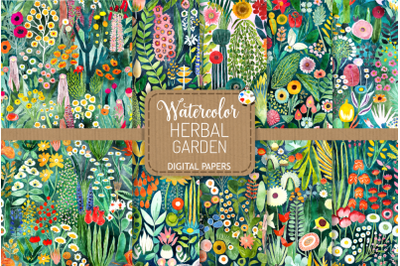Herbal Garden Set 2 - Watercolor Pattern Papers