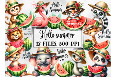 Summer clipart, hello summer, watermelon