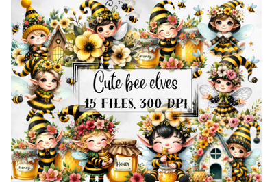 Cute bee elves clipart