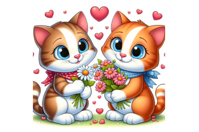 cartoon cats in love